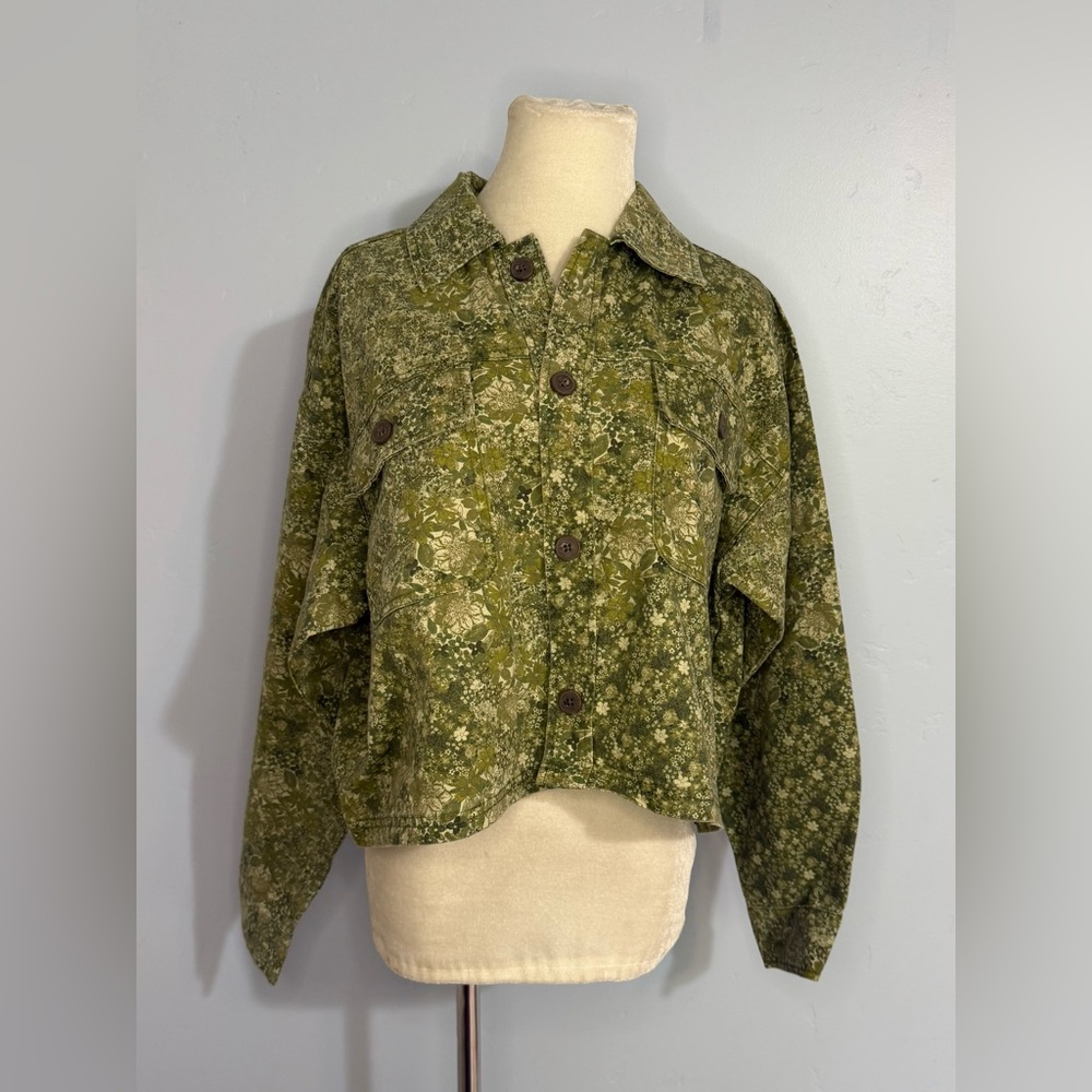 Green Floral Oversized Jacket Shacket